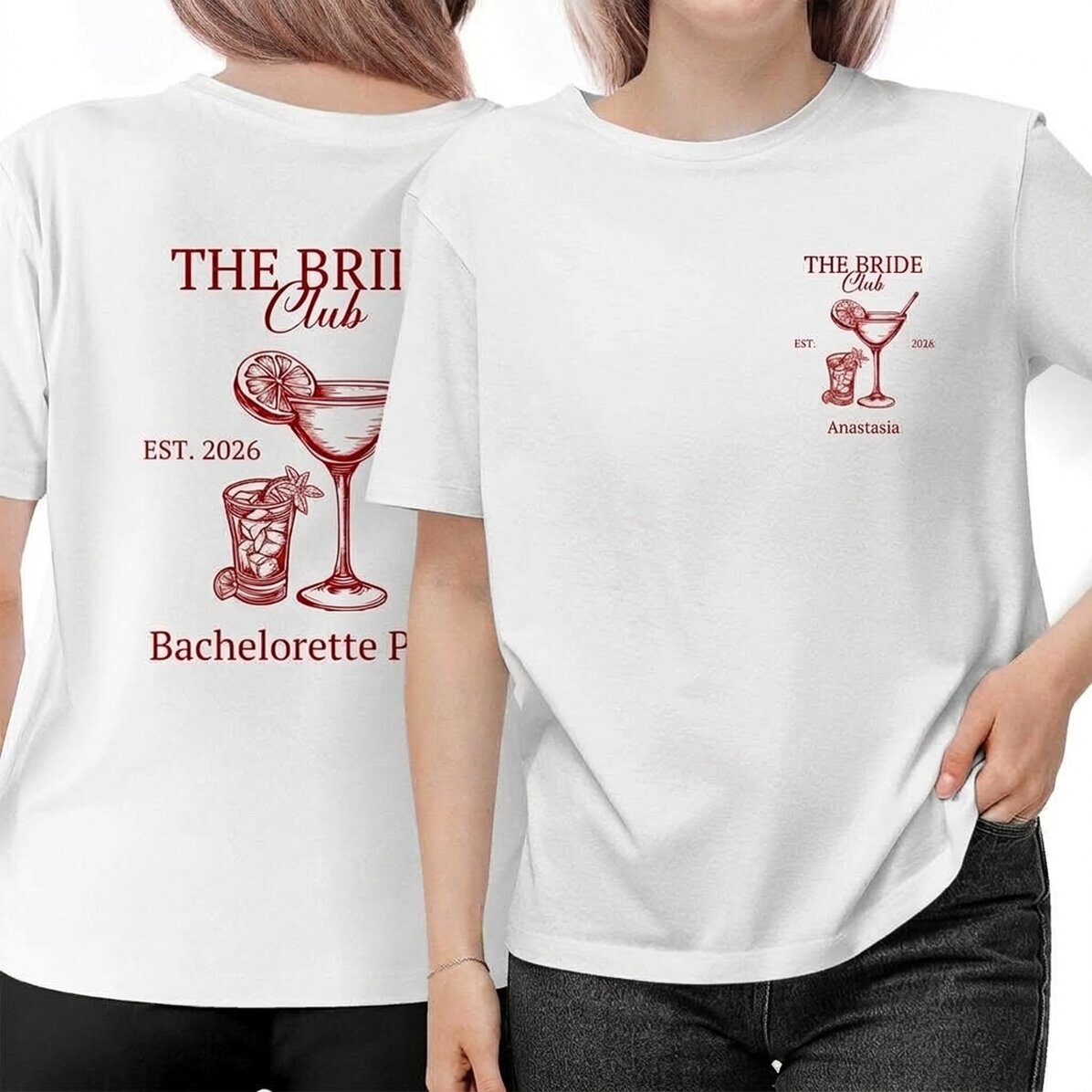 Bavlněné tričko s potiskem na přední i zadní straně – The Bride Club