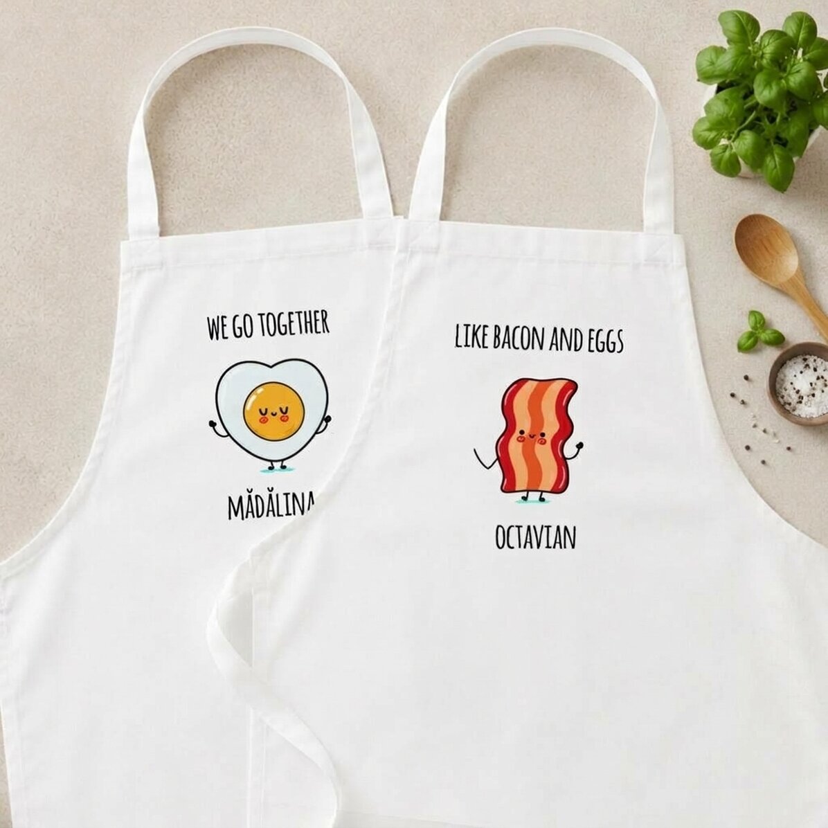 Personalizované talíře pro páry s vtipným nápisem – Bacon and eggs