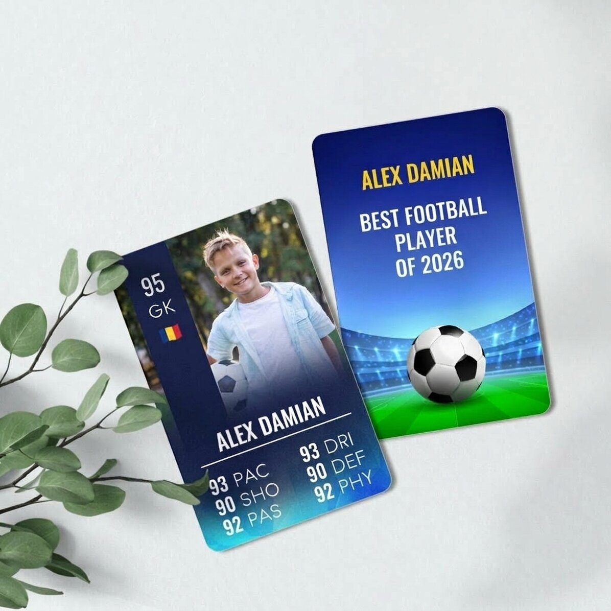 Personalizovaná hliníková karta s potiskem na obou stranách, s vzkazem a fotografií – FIFA