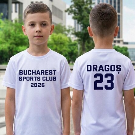 Dětské sportovní tričko s potiskem na zadní straně s textem