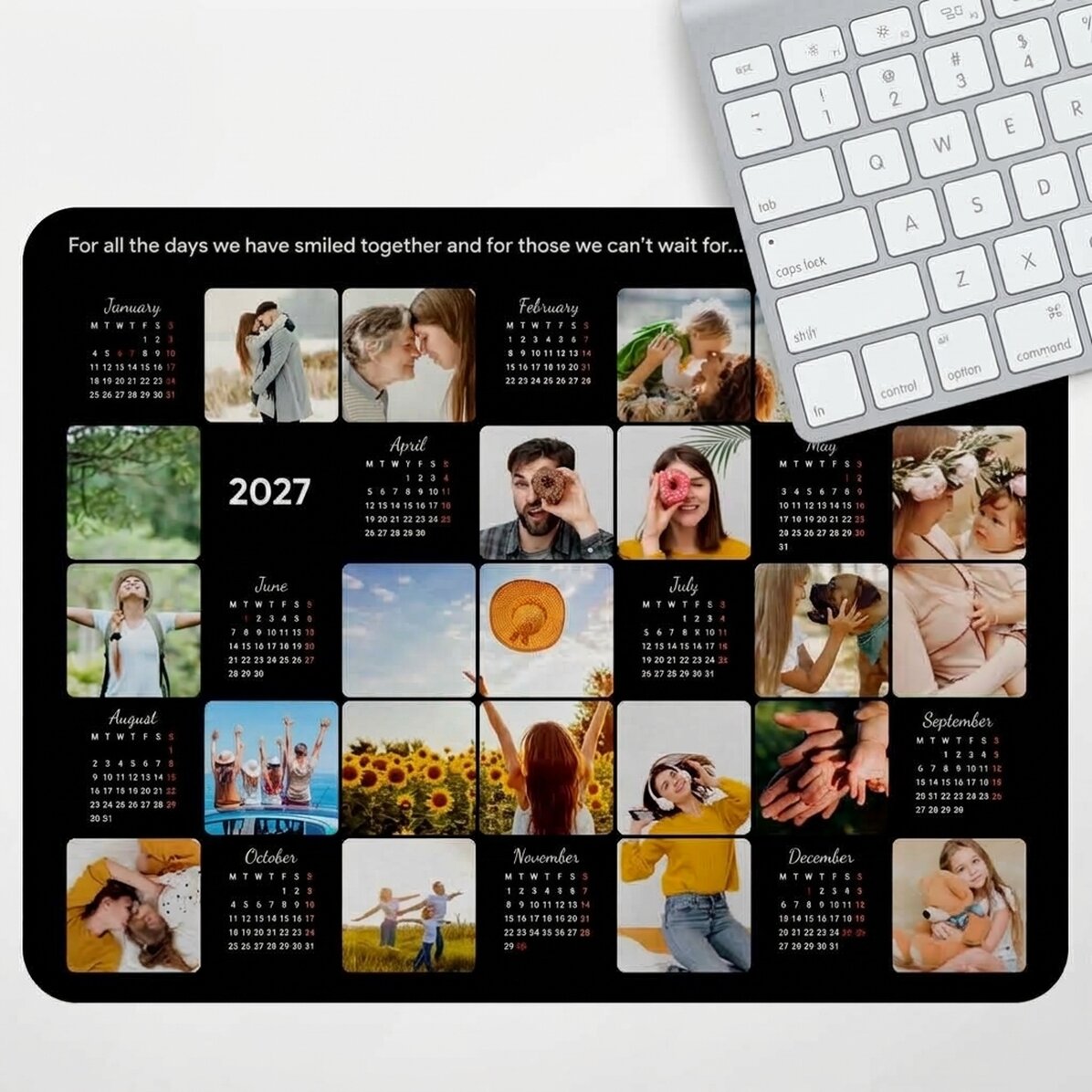 Podložka pod myš XL s vlastními fotografiemi a vzkazem – Kalendář