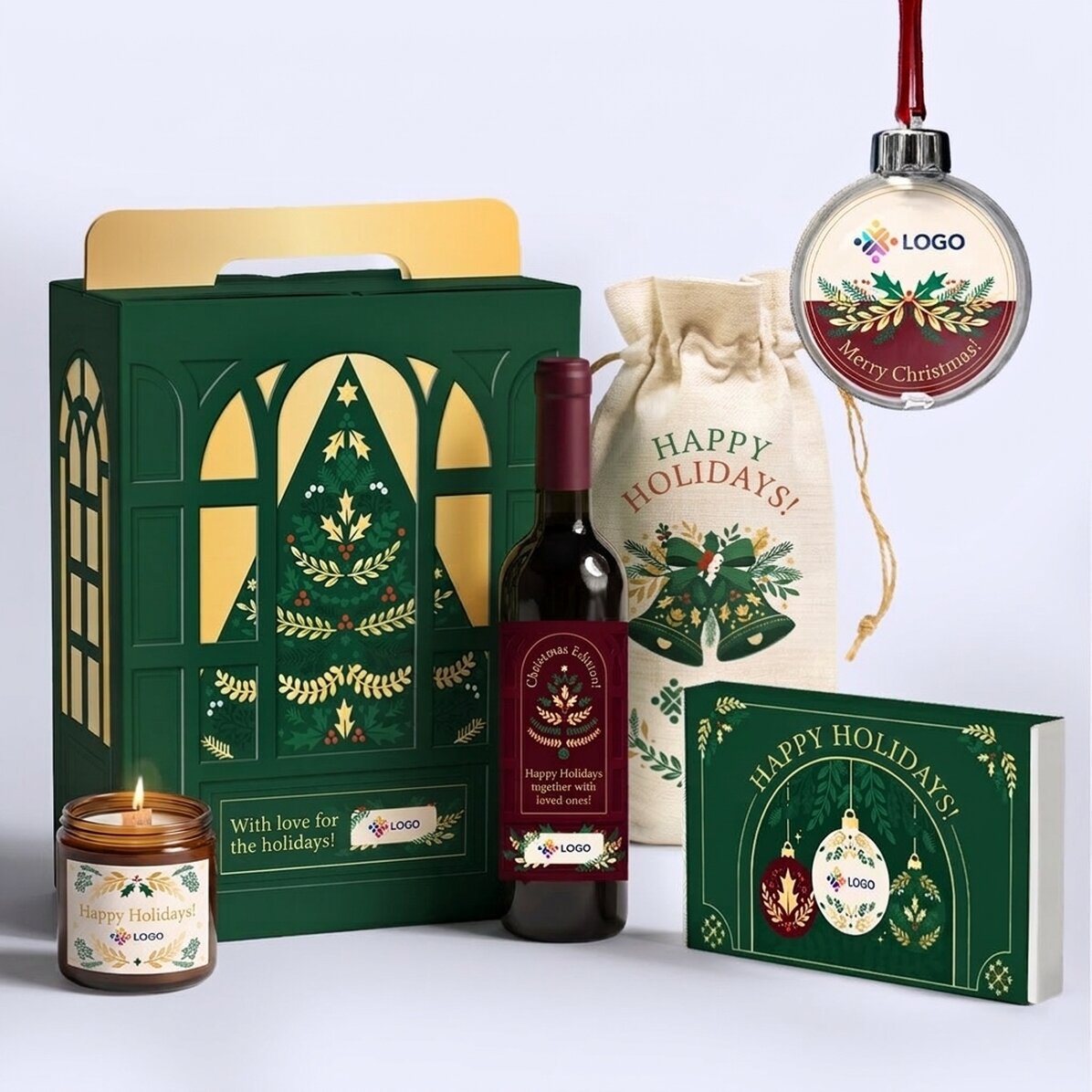 Dárková krabička – vánoční edice s produkty s vlastním logem a vzkazem
