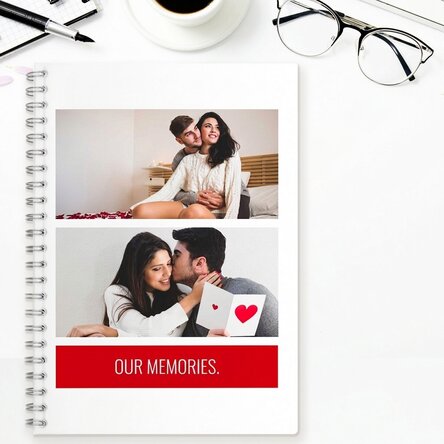 Personalised notebook with 2 photos and text