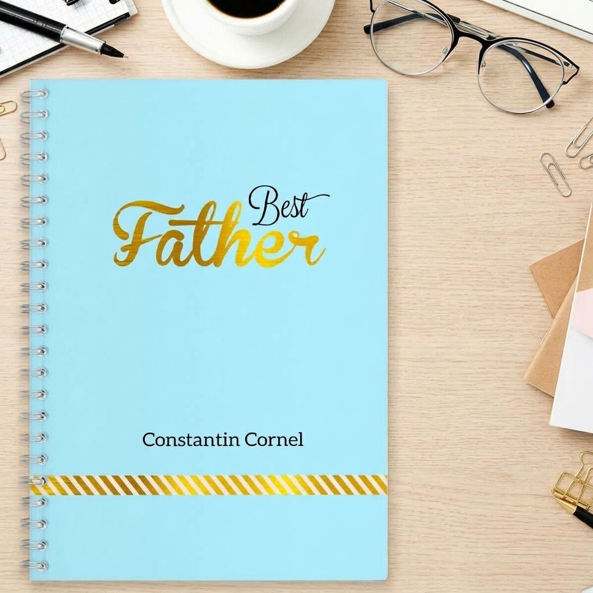 Personalizovaný notebook – Best Father, modrý