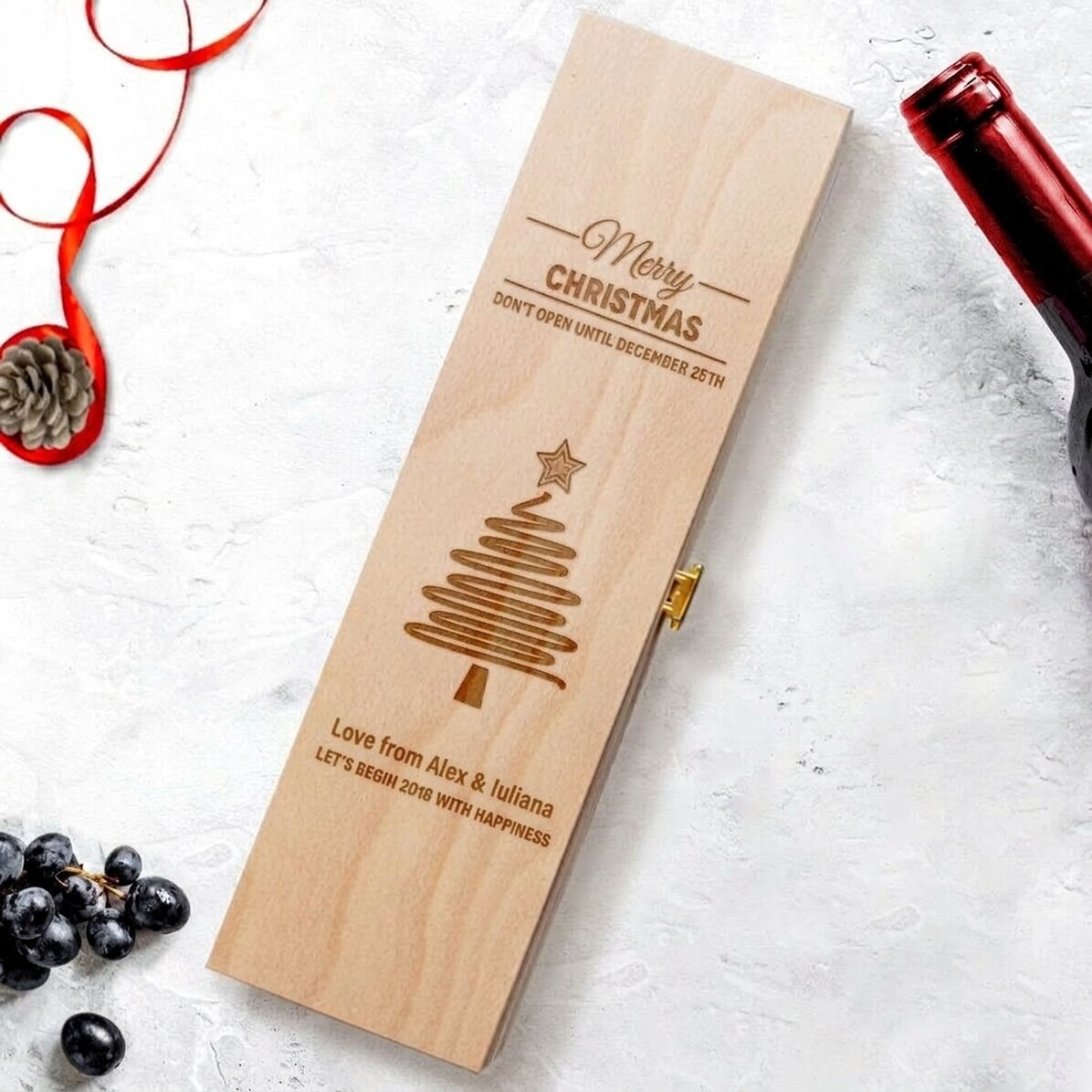 Personalizovaná krabička na víno – Star Christmas Tree