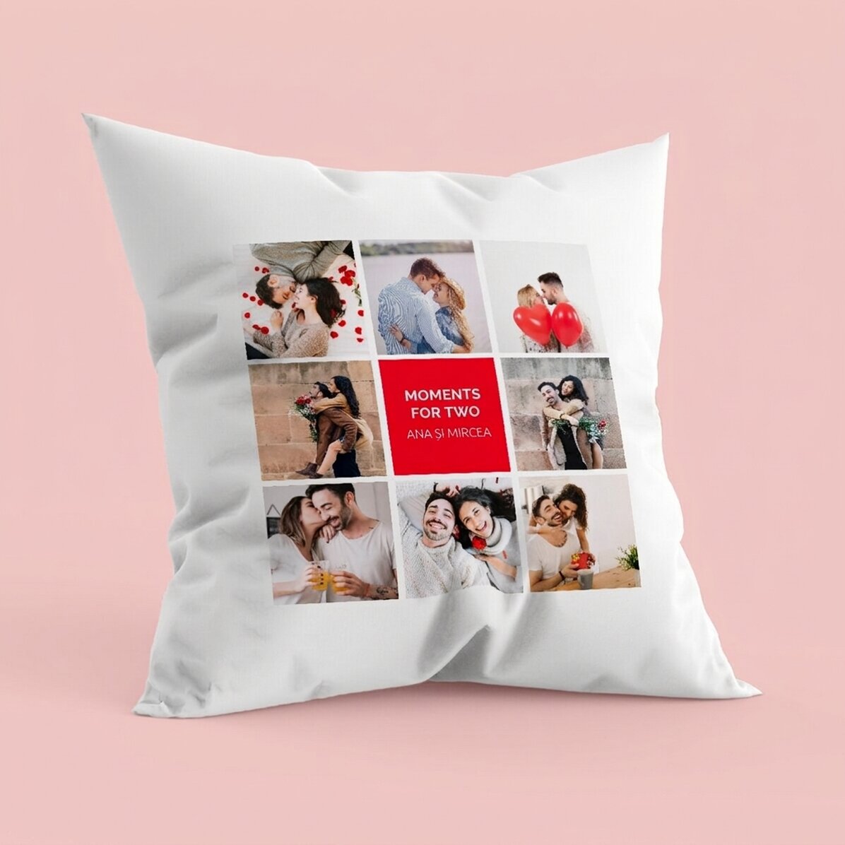 Personalizovaný polštář s 8 fotografiemi a textem