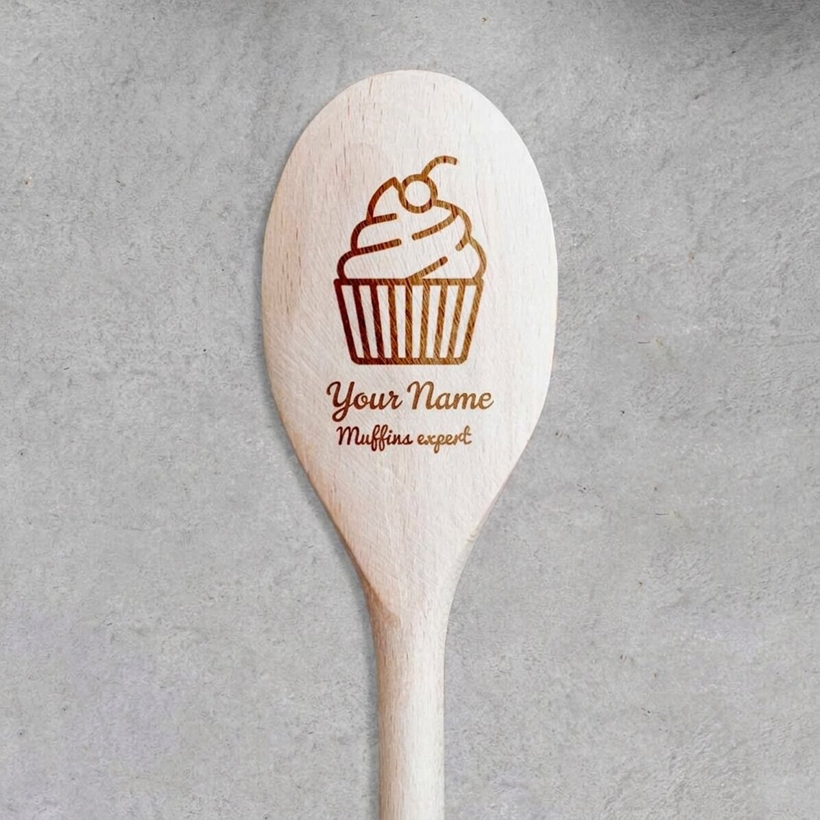 Dřevěná lžíce s vlastním potiskem – Muffins Expert