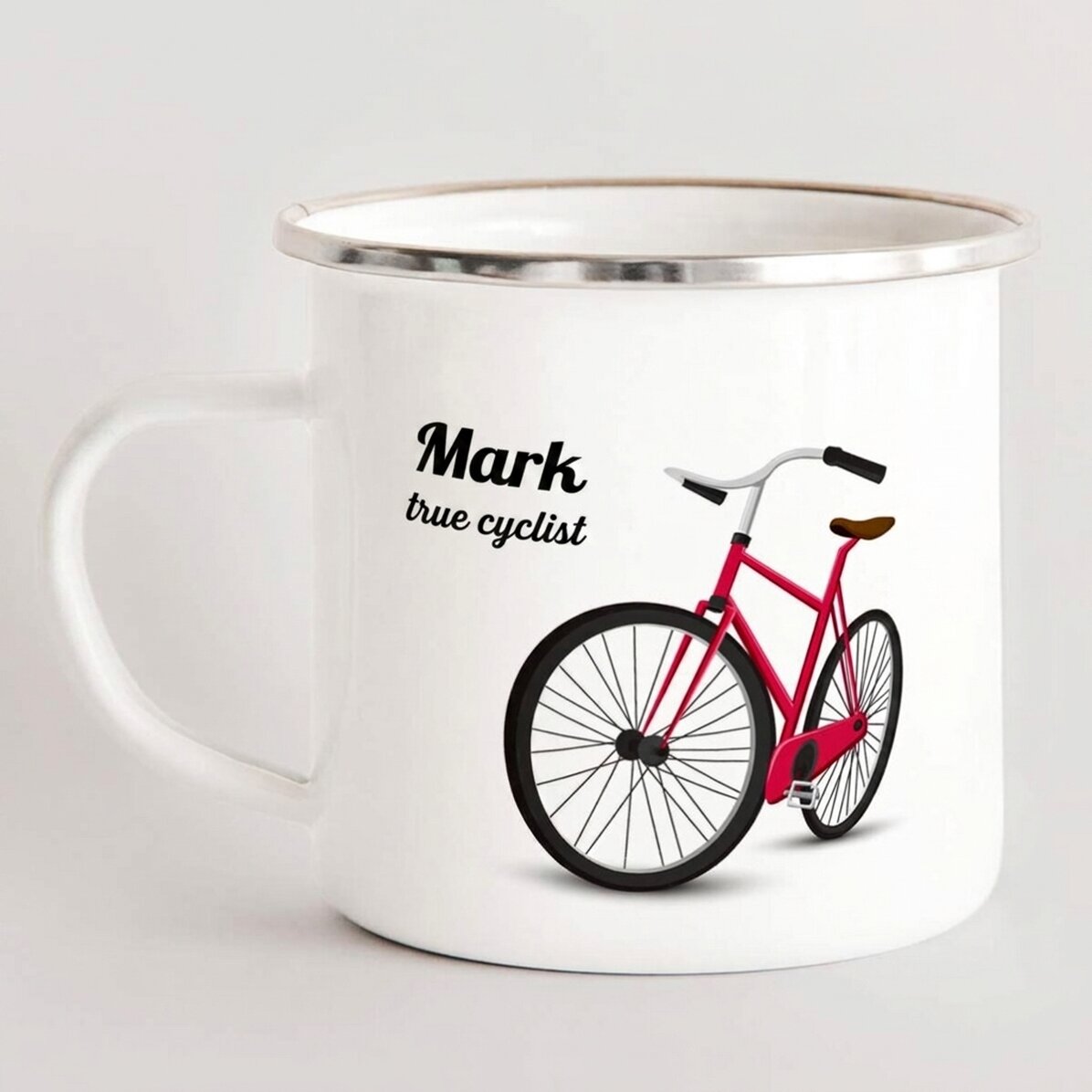 Personalizovaný smaltovaný kovový hrnek – opravdový cyklista