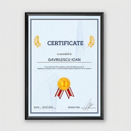 Osobní obraz – Certifikát uznání
