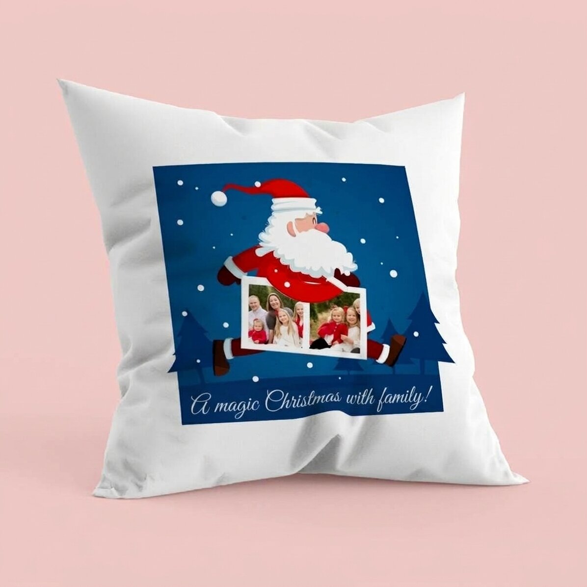Personalizovaný polštář se dvěma fotografiemi a textem – Santa Claus
