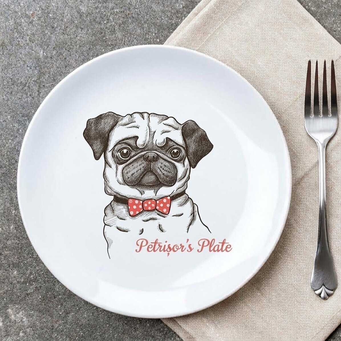 Personalizovaný talíř s nápisem – Pug life
