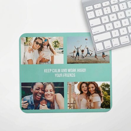 Personalizovaná podložka pod myš se 4 fotografiemi a textem