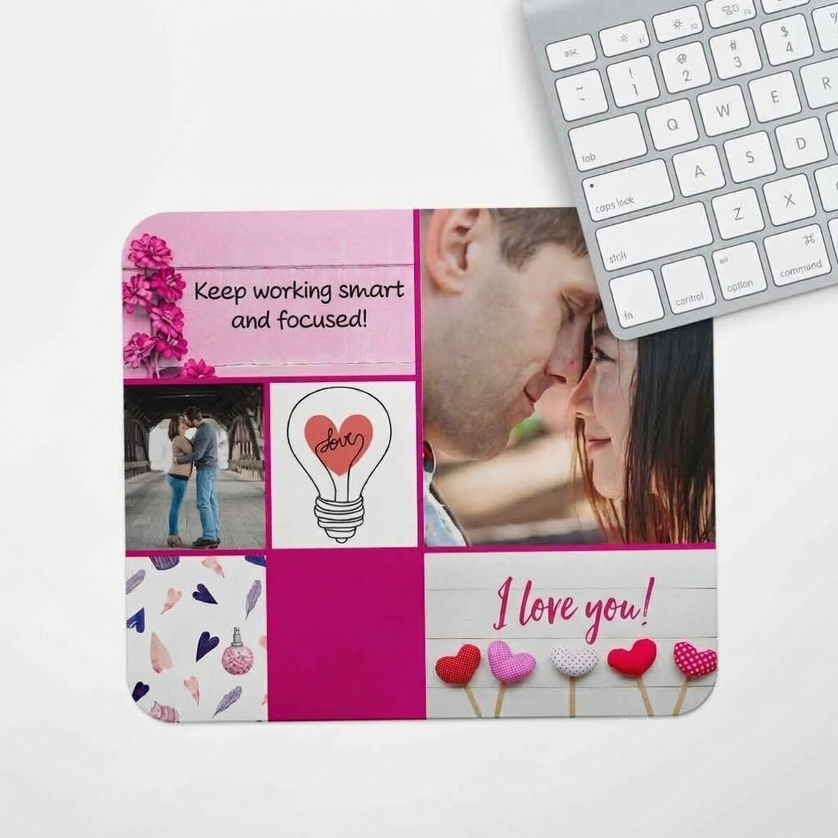 Podložka pod myš s vlastním textem a fotografií – Love