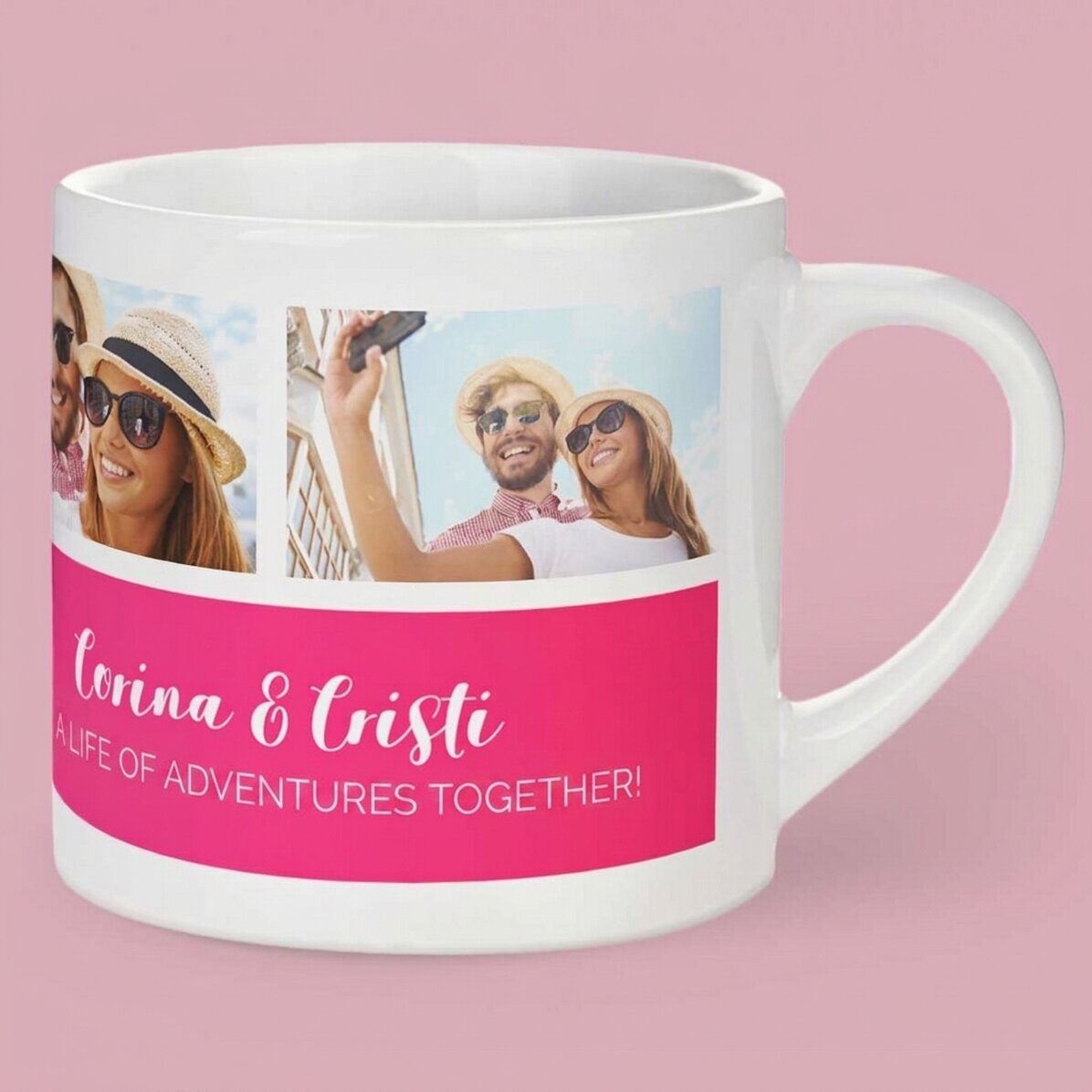 Personalizovaná šálka na espresso se 3 fotografiemi a textem