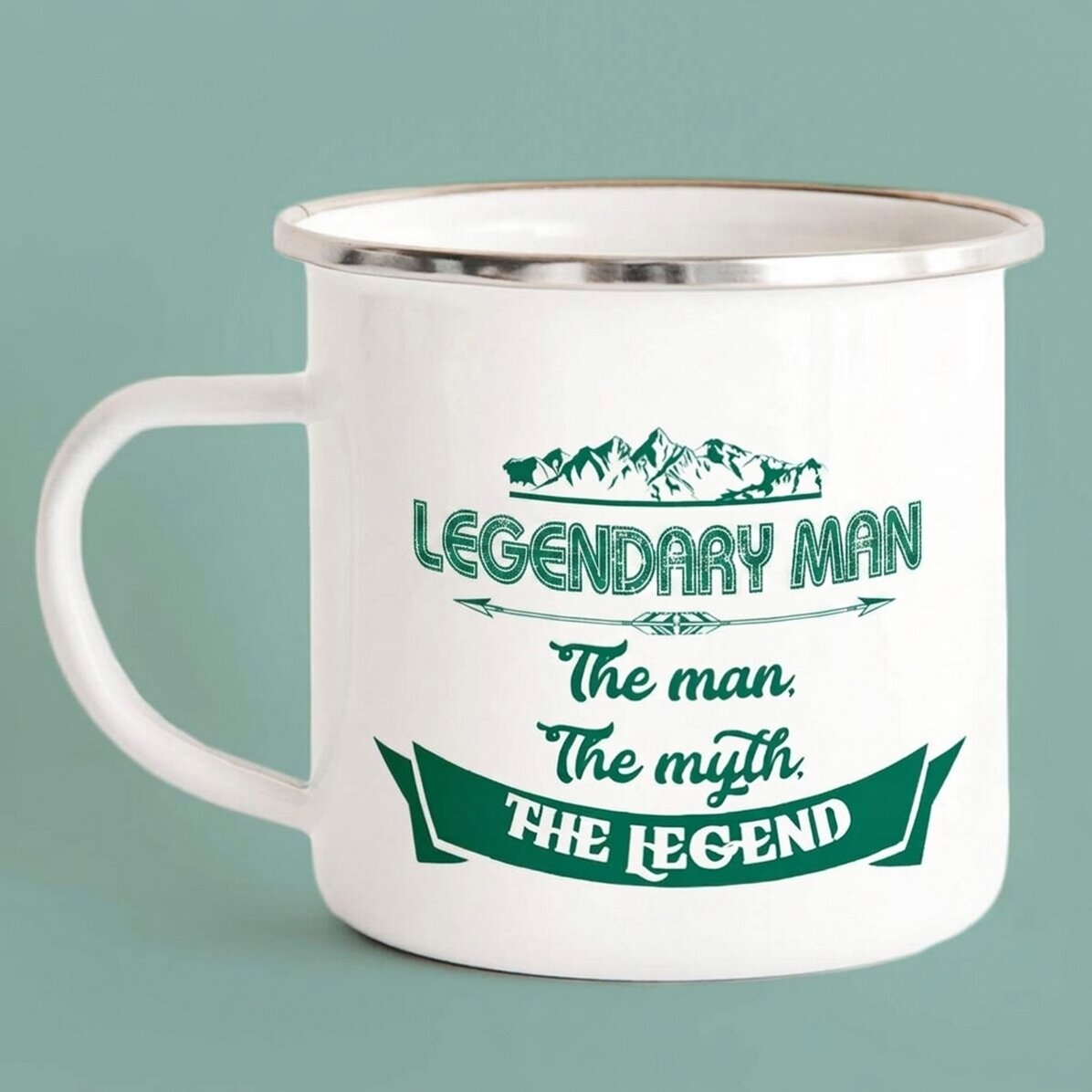 Kovový smaltovaný hrnek s osobním nápisem – The Legend