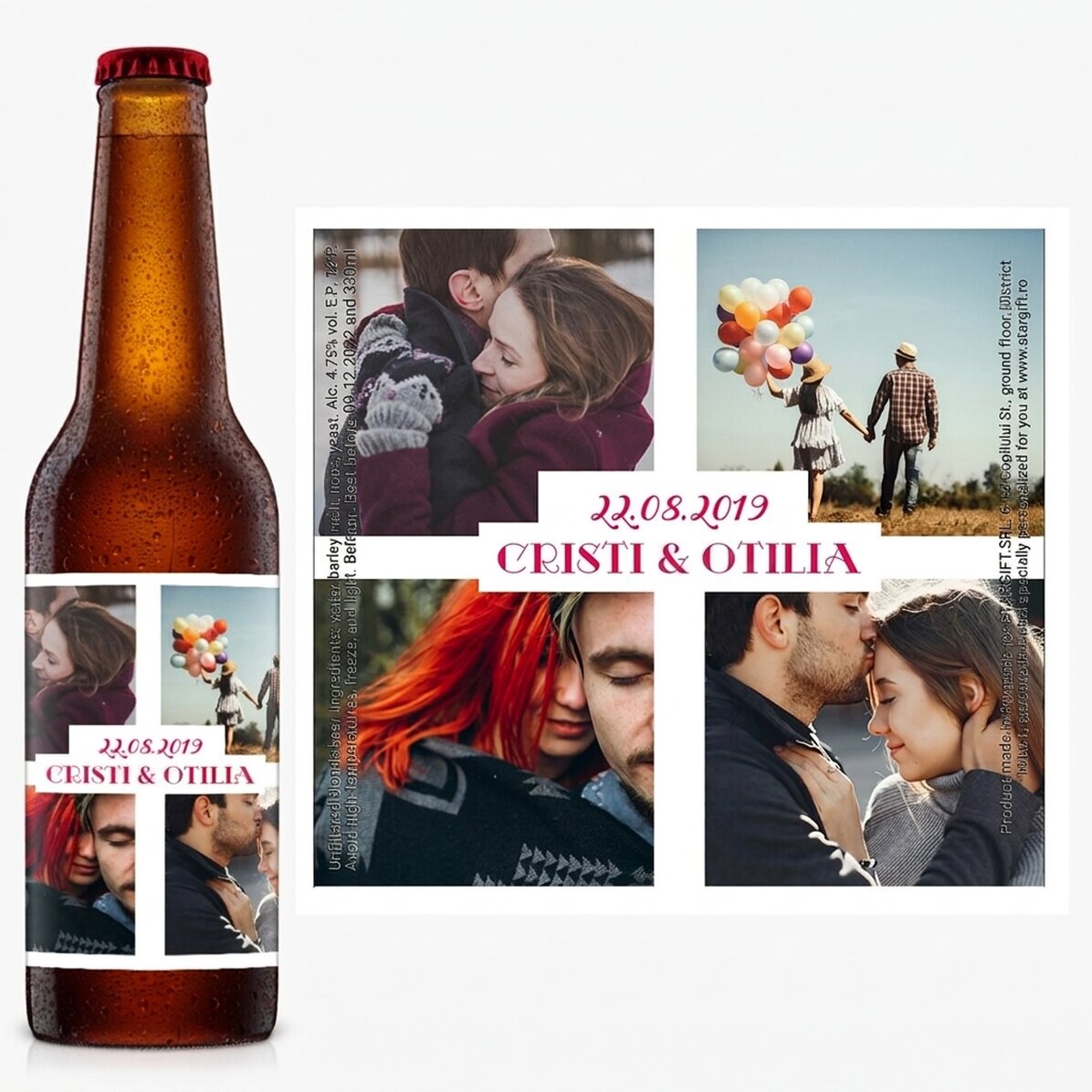 Pivo s vlastním potiskem se 4 fotografiemi a textem – Love