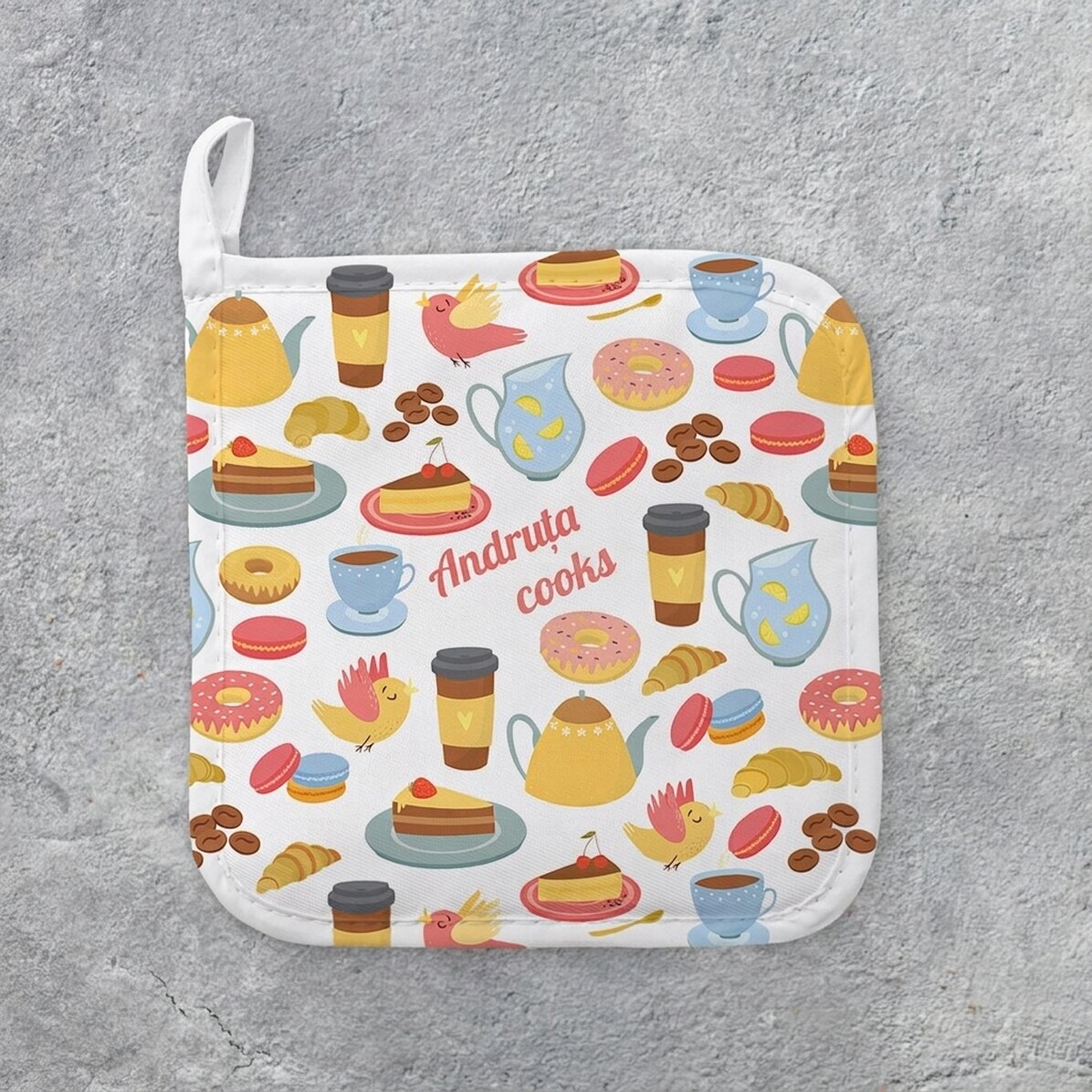 Personalizovaný podstavec pod horký hrnec s textem – model „cookies“