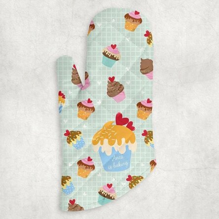 Kuchyňská rukavice s vlastním textem – Cupcake