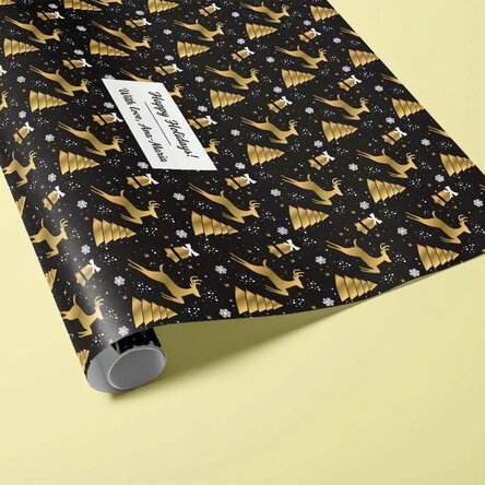 Personalised gift wrapping paper with text in a border - Christmas design