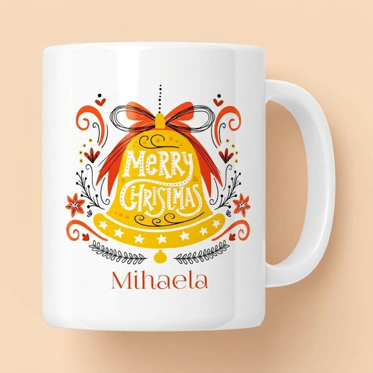Personalizovaný hrnek s nápisem – Zvonek Merry Christmas
