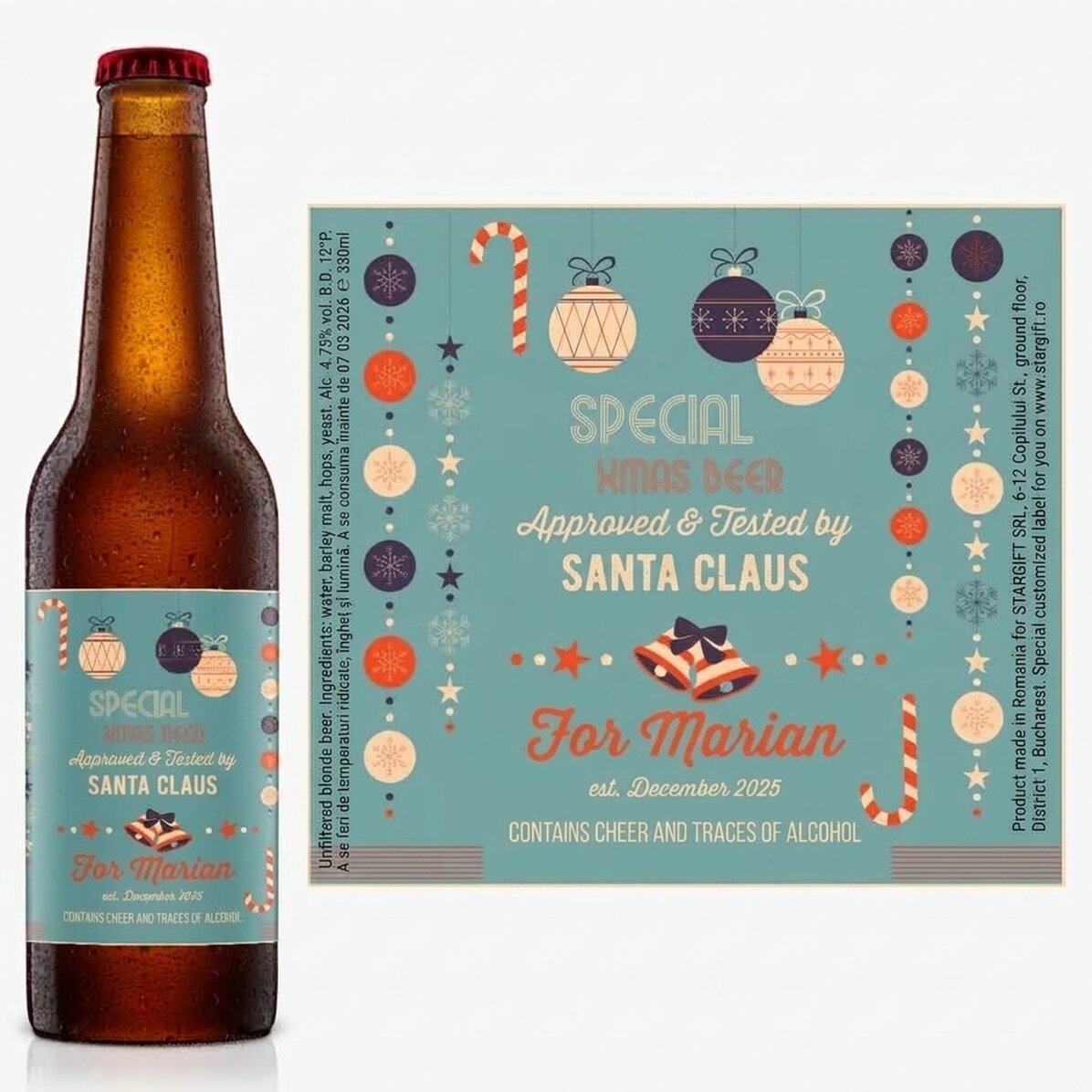 Pivo s vlastním textem – schváleno Santou Clausem