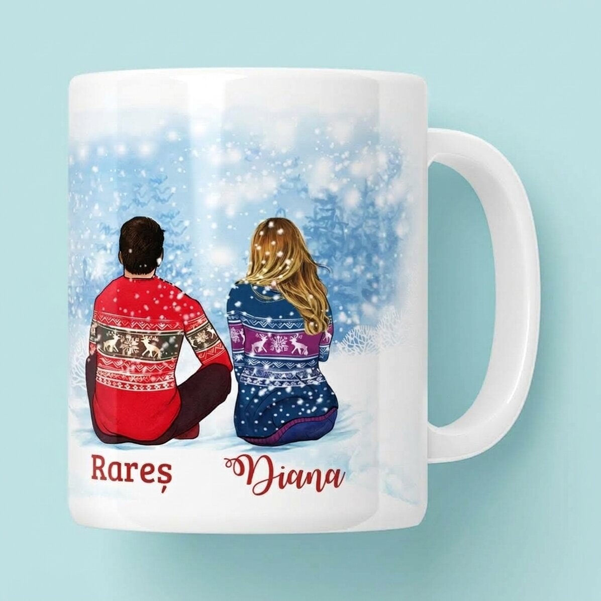 Hrnek s vlastním jménem pro páry – Merry Christmas