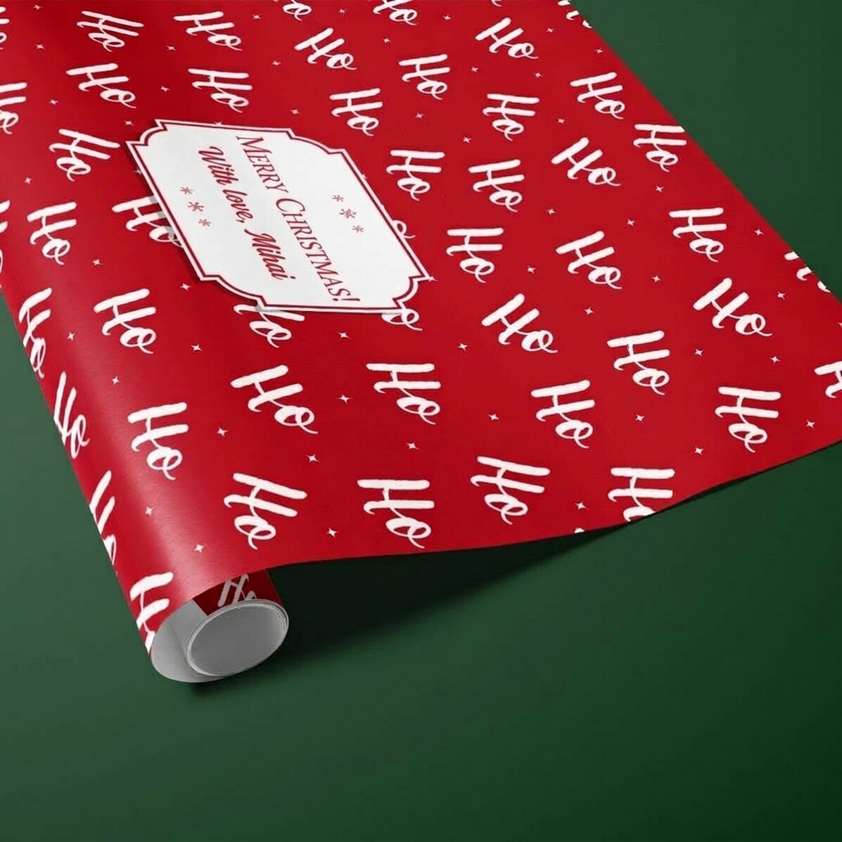 Dárkový balicí papír s vlastním textem v rámečku – HoHoHo