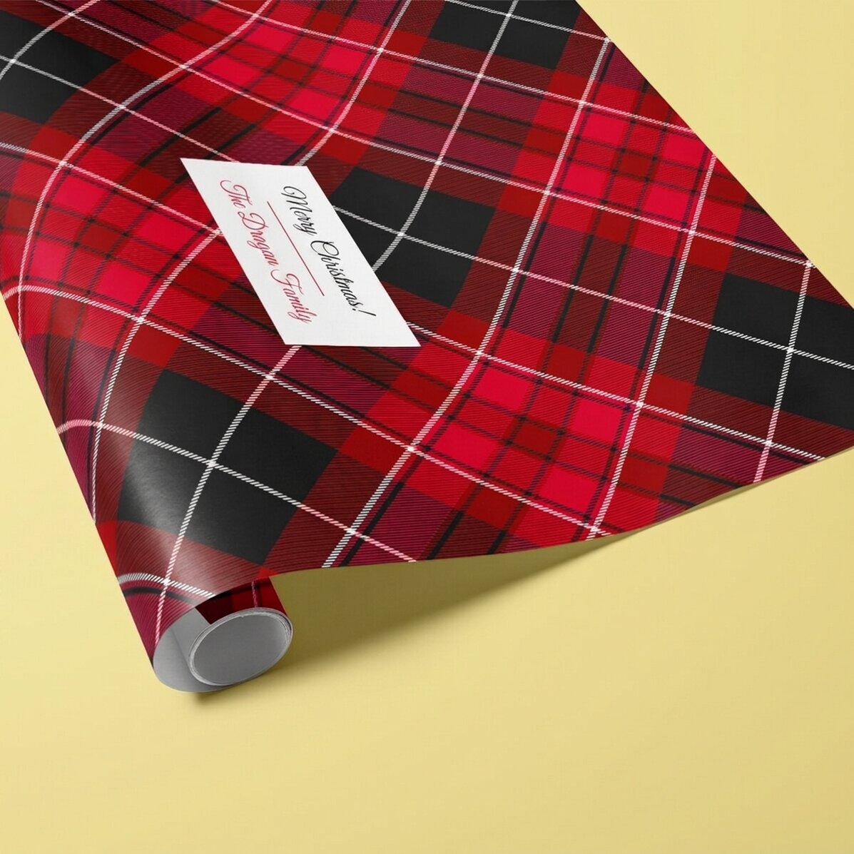 Balicí papír na dárky s vlastním textem v rámečku – Tartan