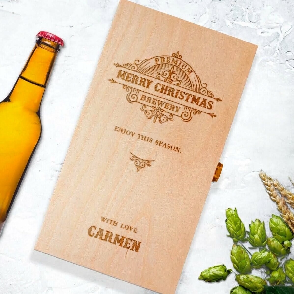 Personalizovaná krabička na tři lahve piva – Vintage Christmas