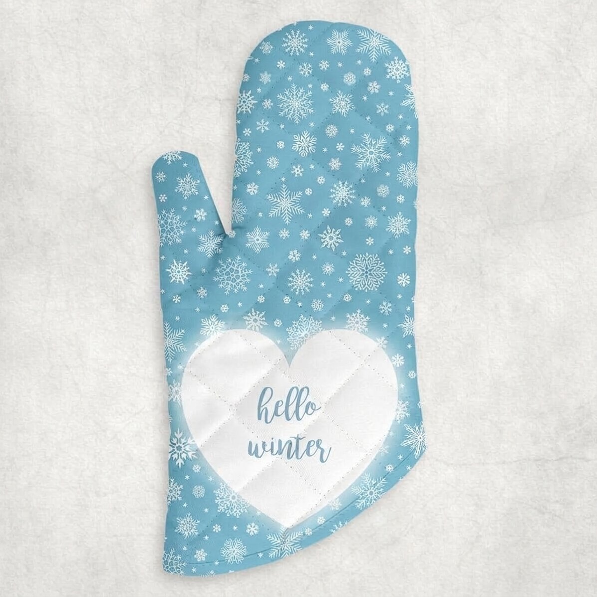 Kuchyňská rukavice s vlastním textem – Hello Winter
