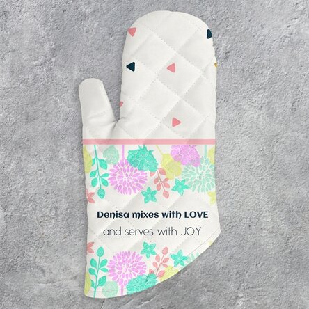 Kuchyňská rukavice s vlastním nápisem – „Mixed with love“