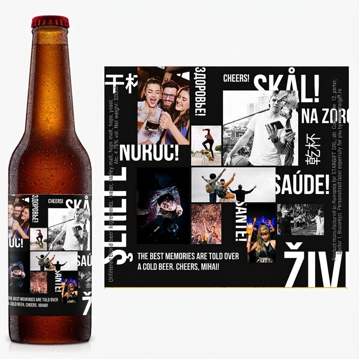 Pivo s vlastním textem a 8 fotografiemi – Na zdraví!