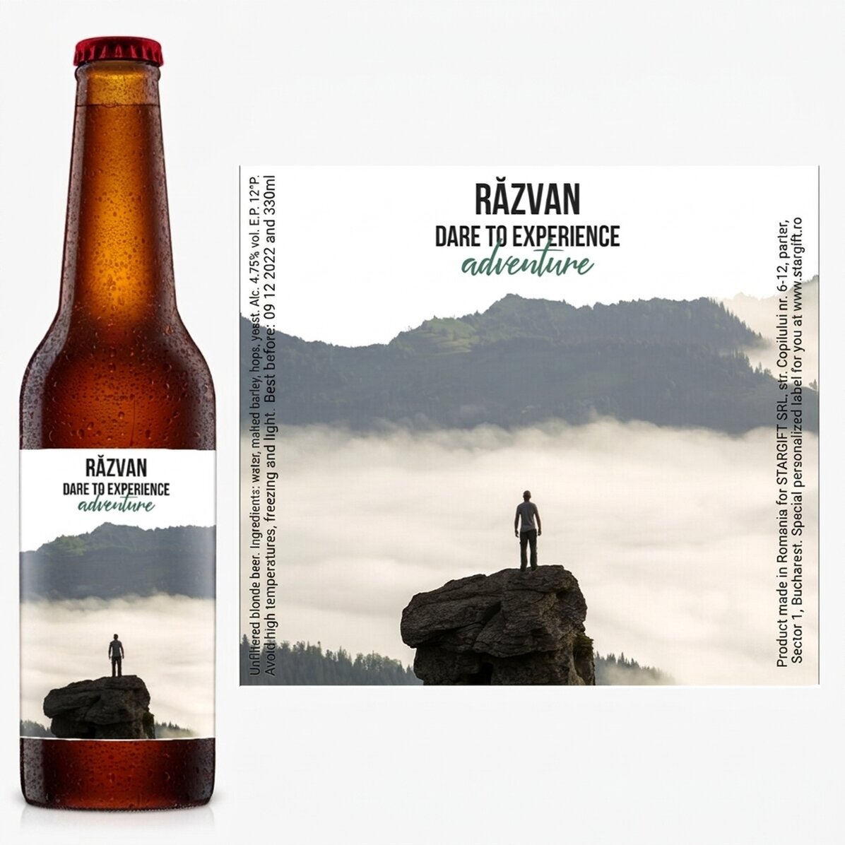 Pivo s vlastním textem a fotografií – Dare to...