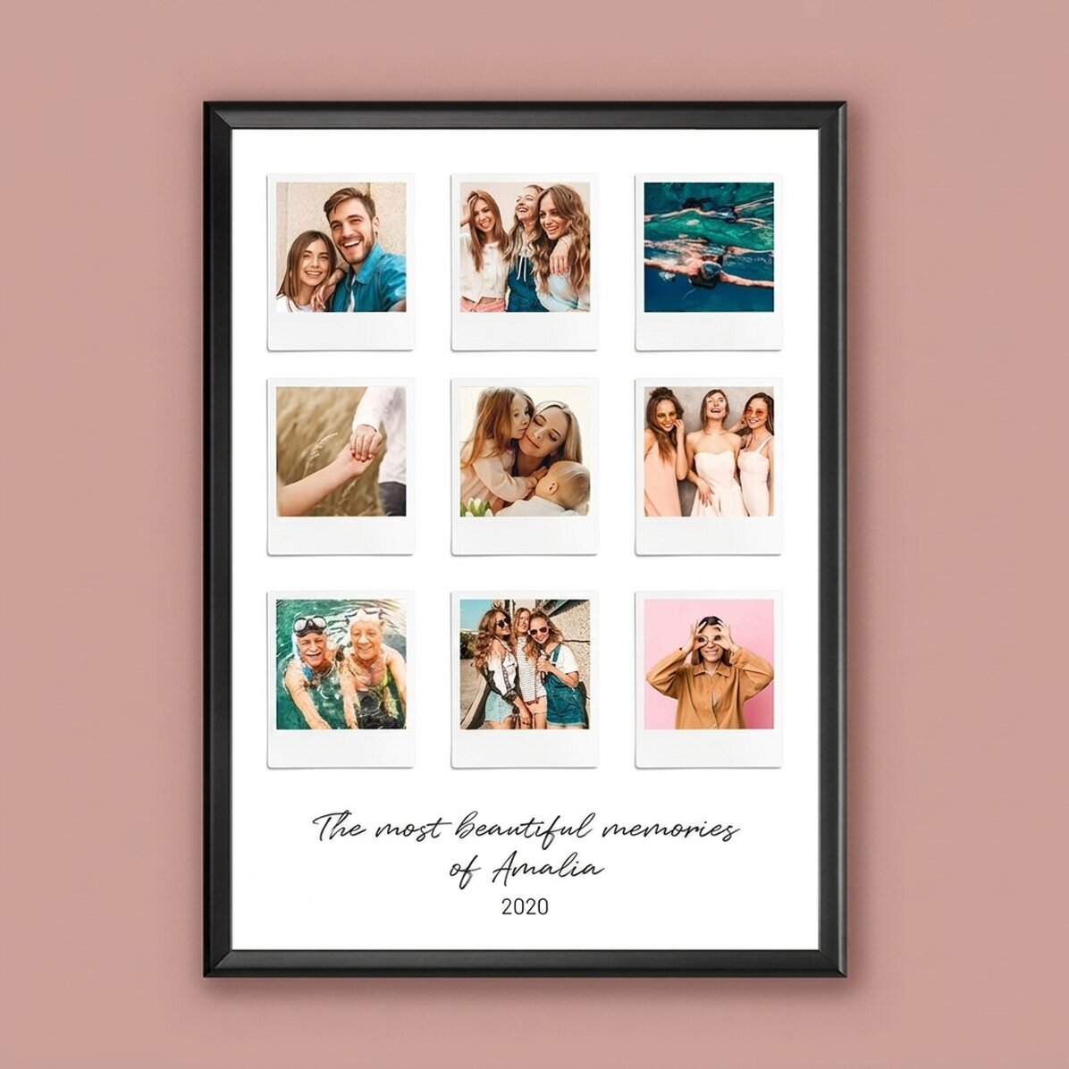 Personalizovaný obraz s textem a 9 fotografiemi ve stylu Polaroid – Nejkrásnější okamžiky