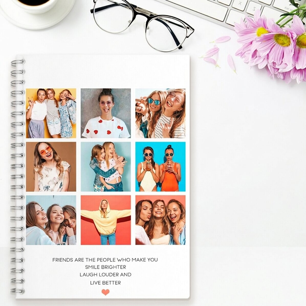 Personalizovaný zápisník s 9 fotografiemi a textem – F.r.i.e.n.d.s