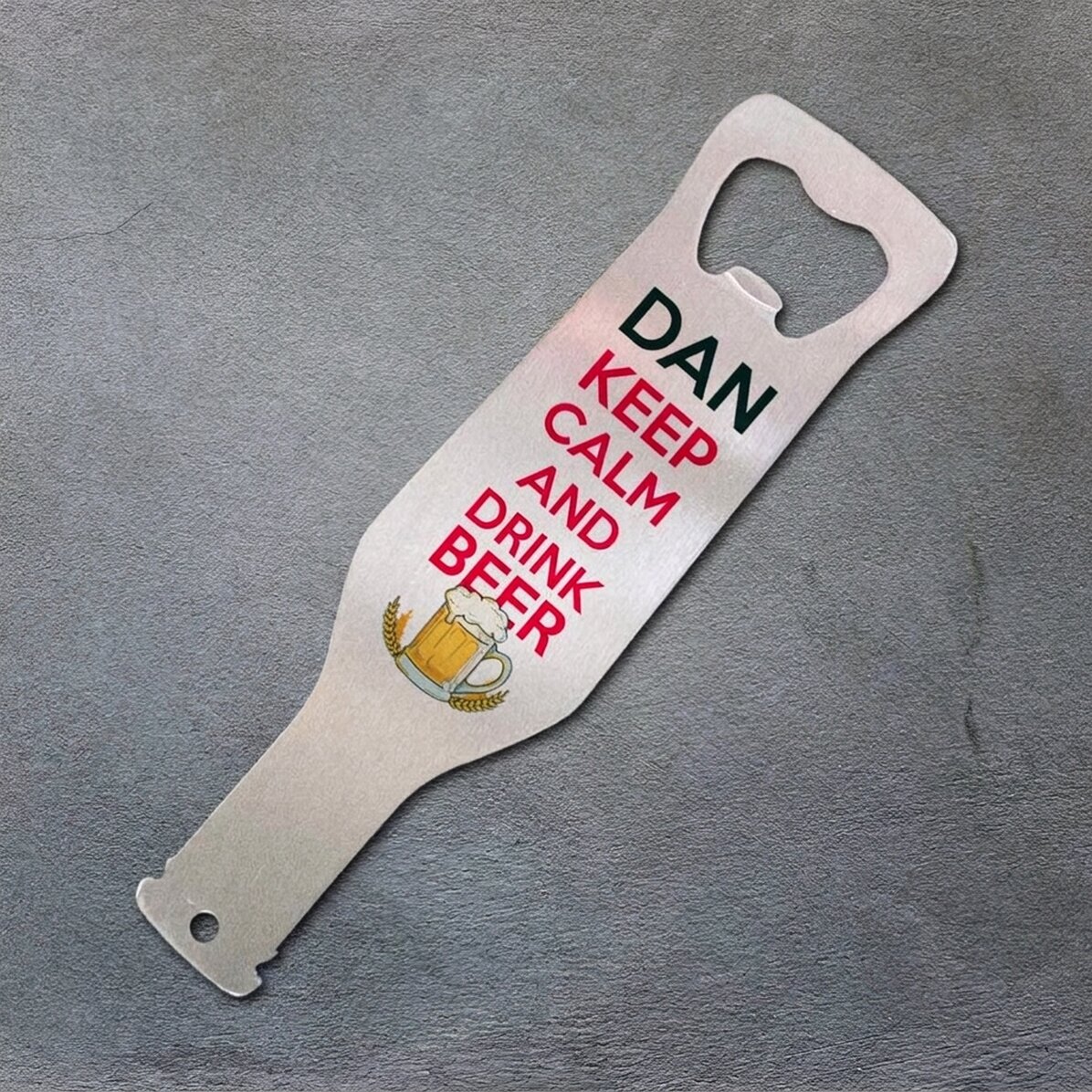 Personalizovaný otvírák na pivo – Keep calm and drink beer