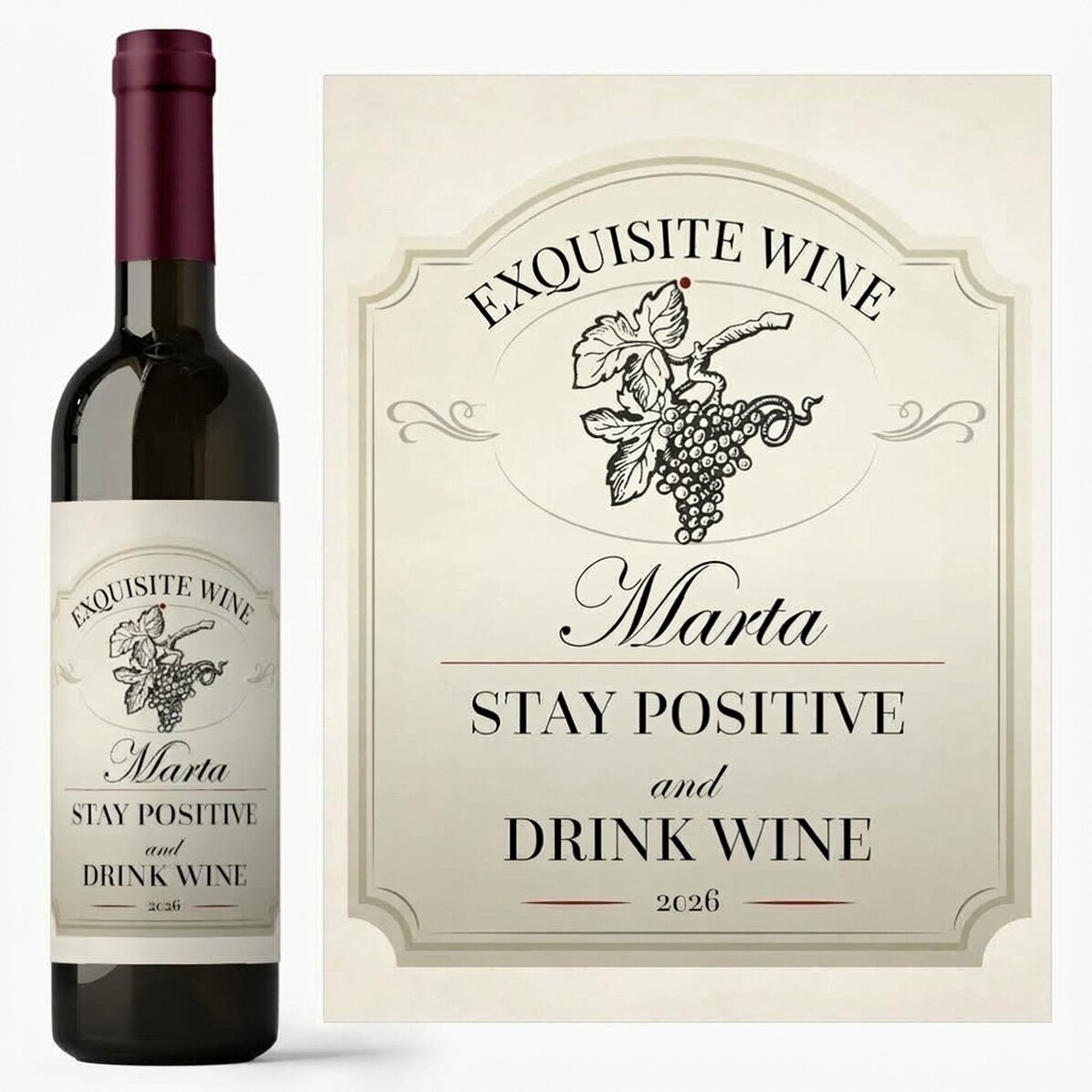 Víno s vlastním textem – Stay positive and drink wine