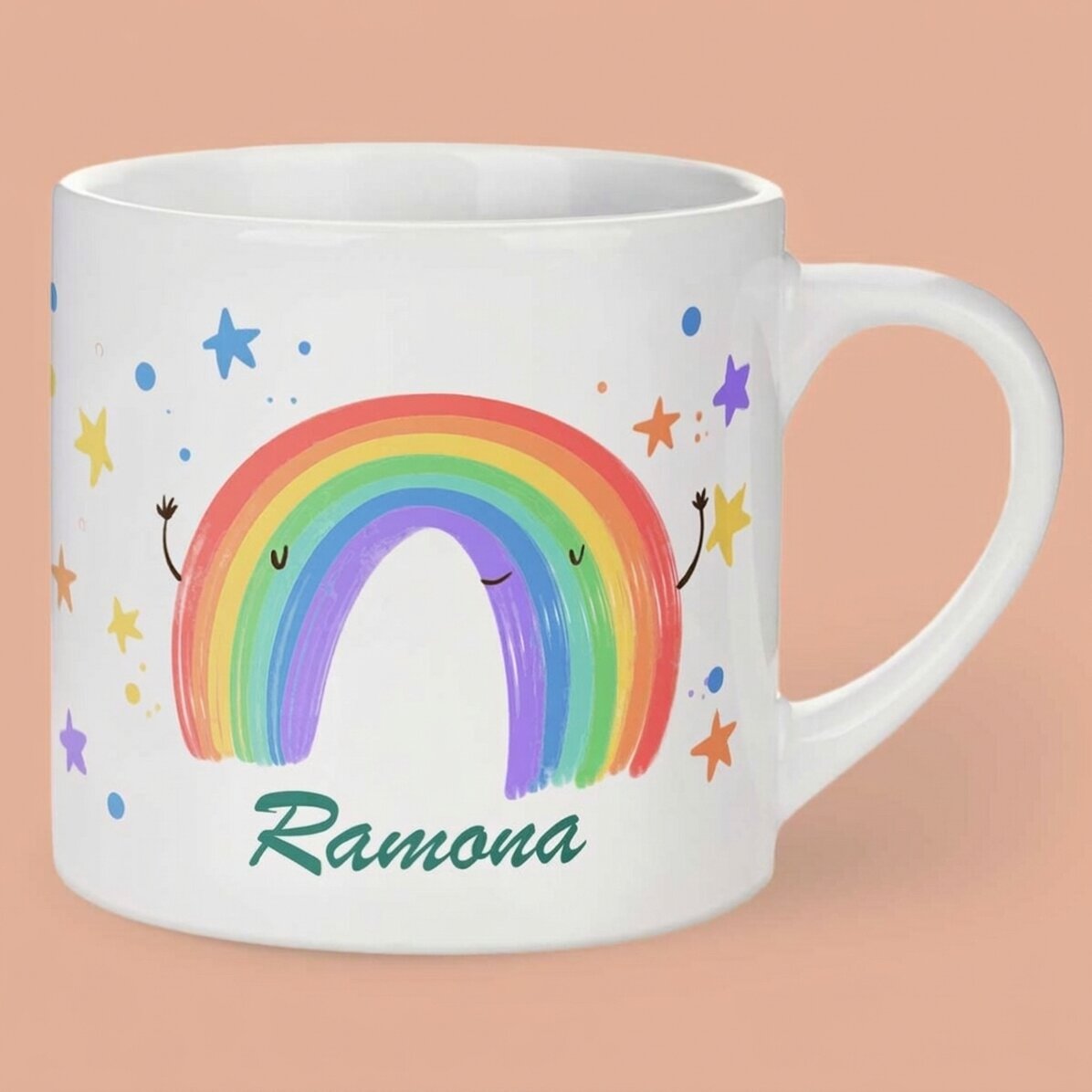 Personalizovaný dětský hrnek s nápisem – Rainbow