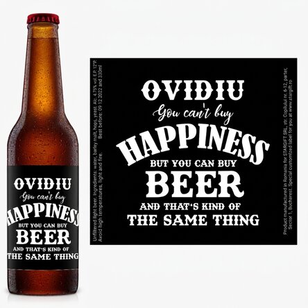 Pivo s vlastním textem – Beer is Happiness