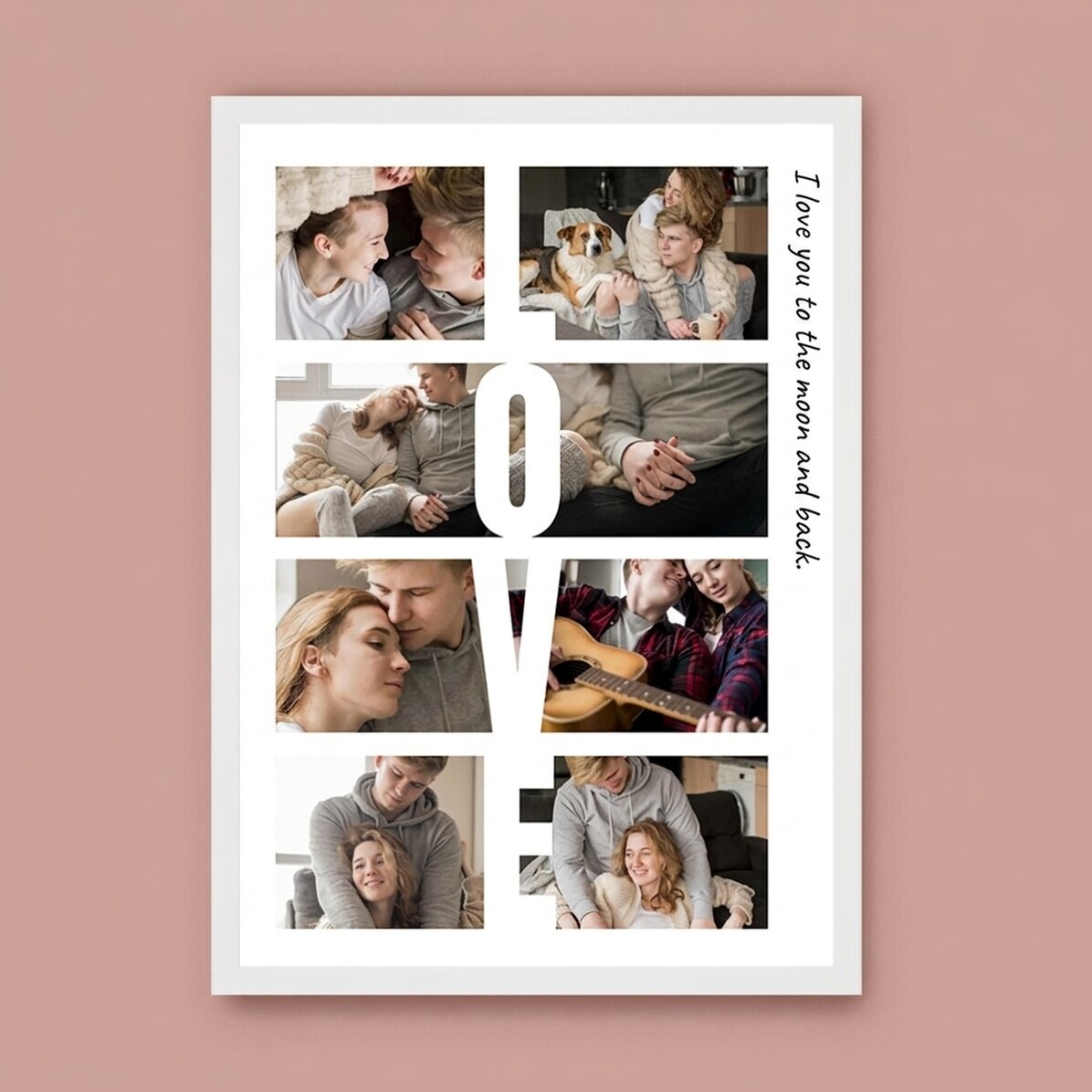 Personalizovaný obraz s textem a 8 fotografiemi – LOVE