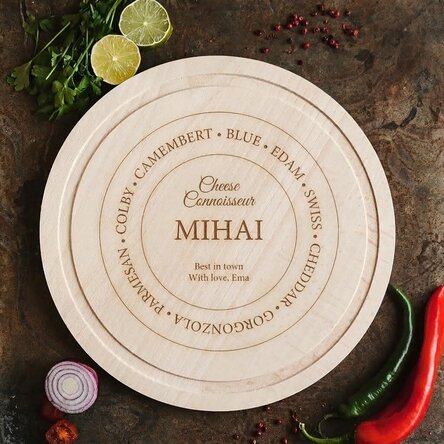 Kruhové prkénko na míru – Cheese connoisseuir