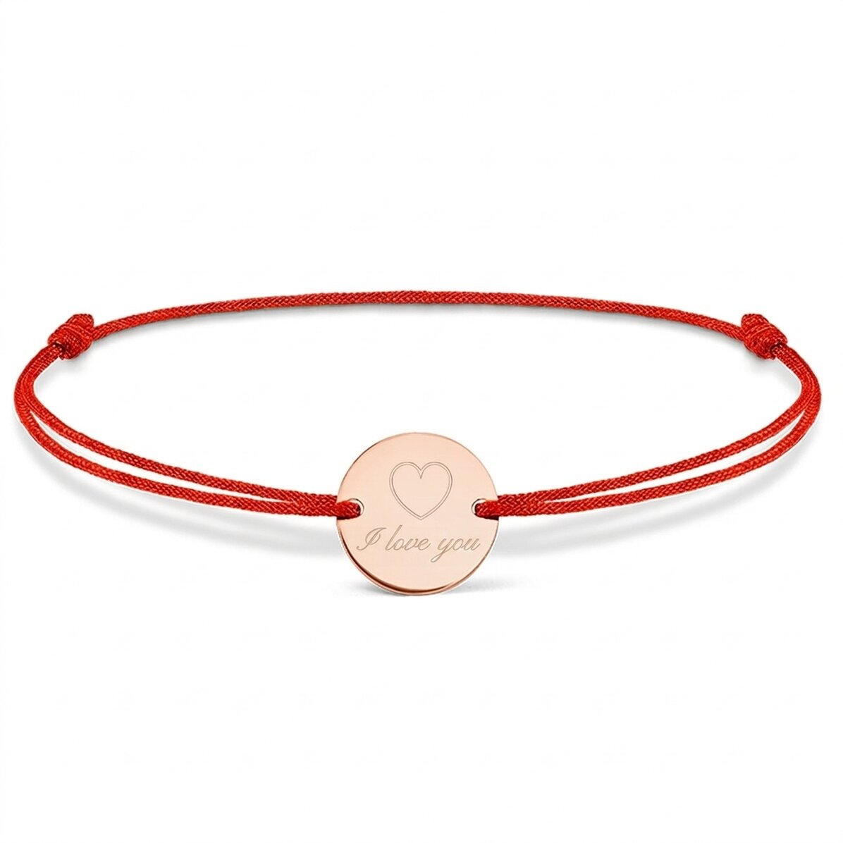 Personalizovaný náramek se šňůrkou – mince 14 mm – stříbro 925 – model srdíčko