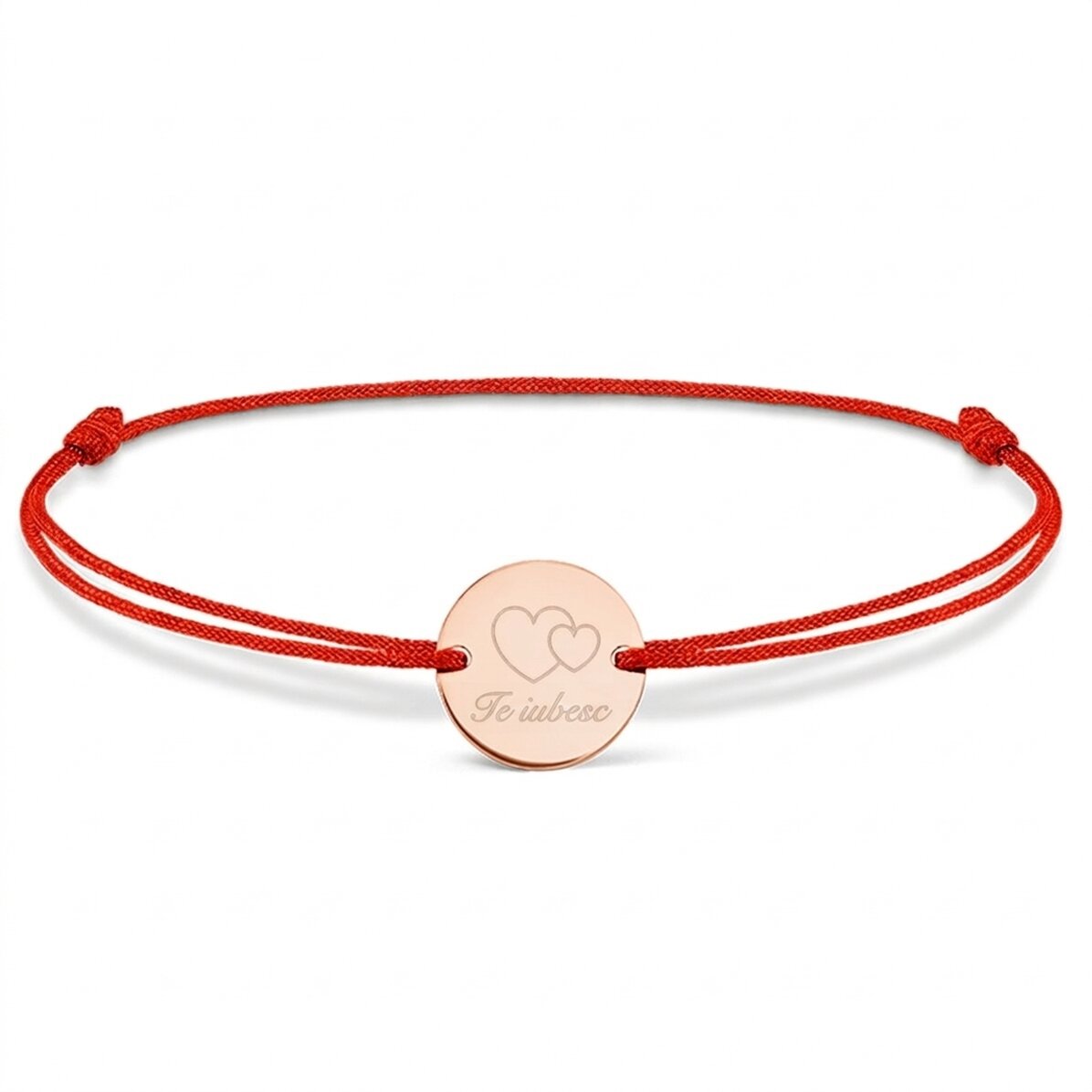 Personalizovaný náramek se šňůrkou – mince 14 mm – stříbro 925 – I love you