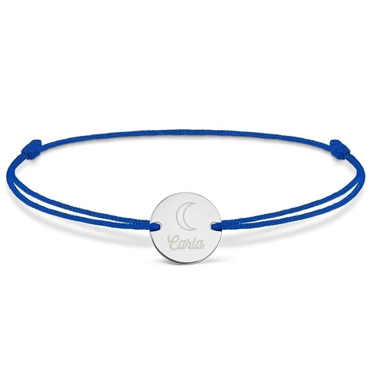 Personalizovaný náramek se šňůrkou – mince 14 mm – stříbro 925 – model „měsíc“