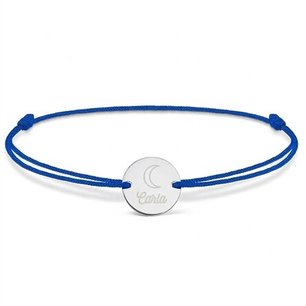 Personalizovaný náramek se šňůrkou – mince 14 mm – stříbro 925 – model „měsíc“