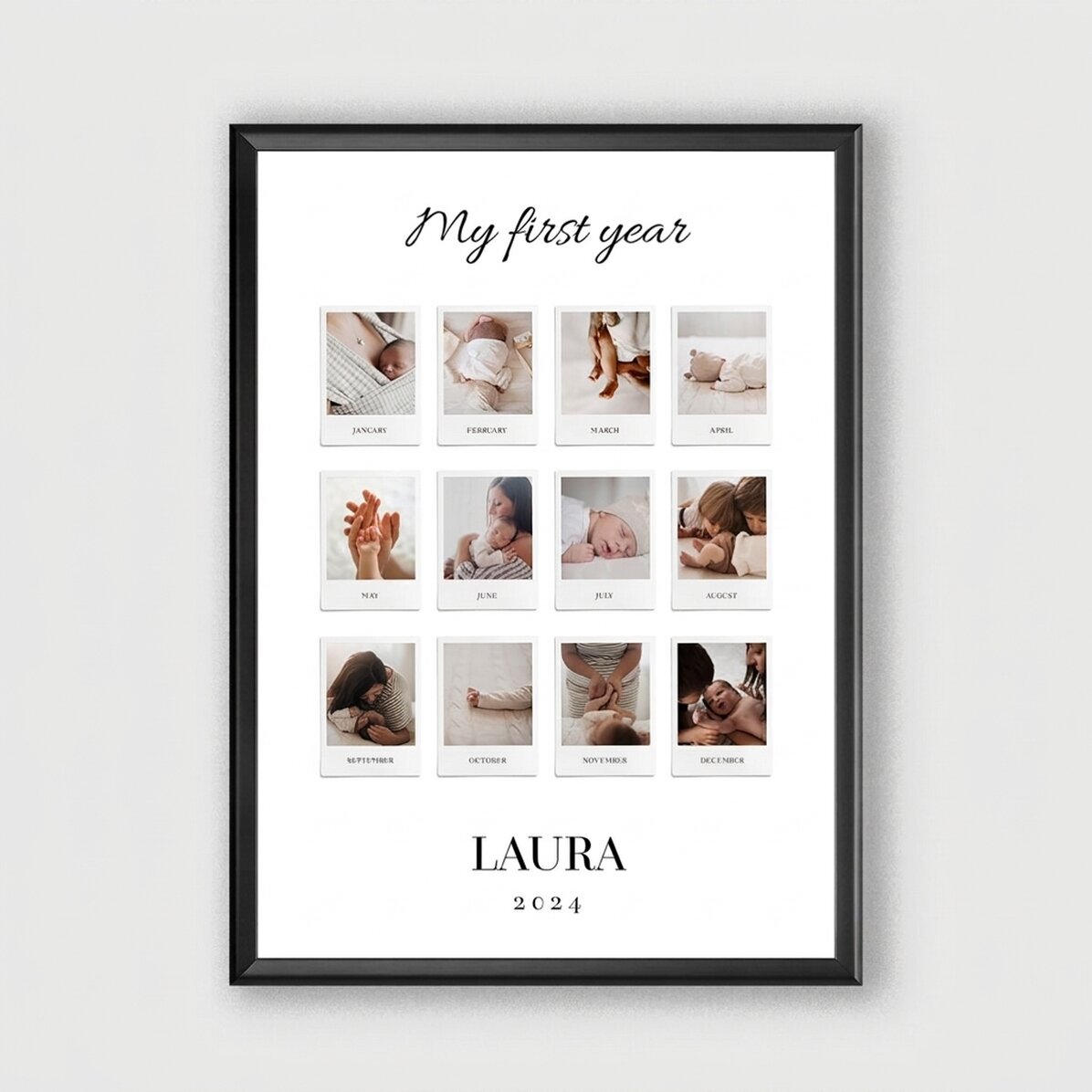 Personalizovaný obraz s textem a 12 fotografiemi – My First Year