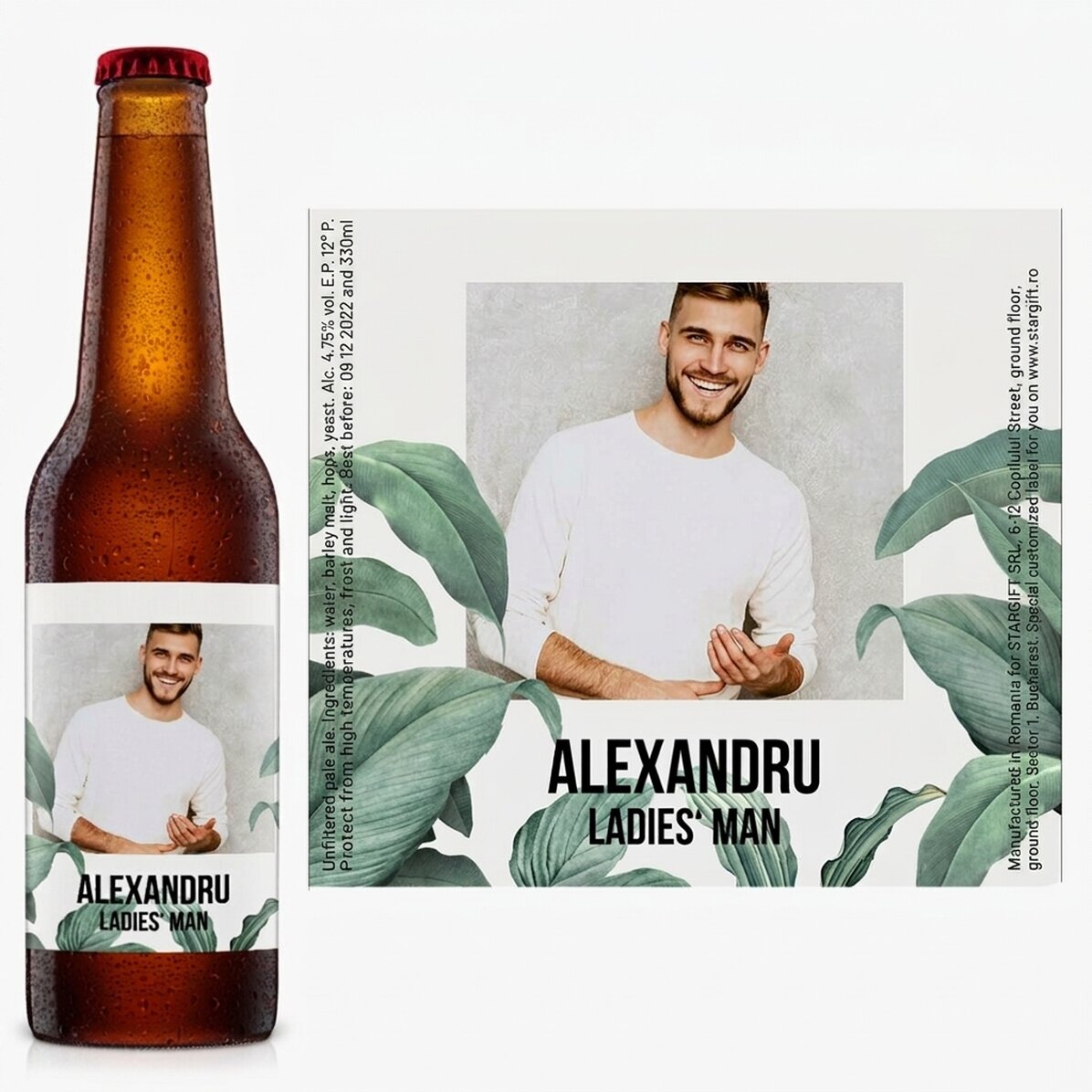 Pivo s vlastní fotografií a textem – Folliage