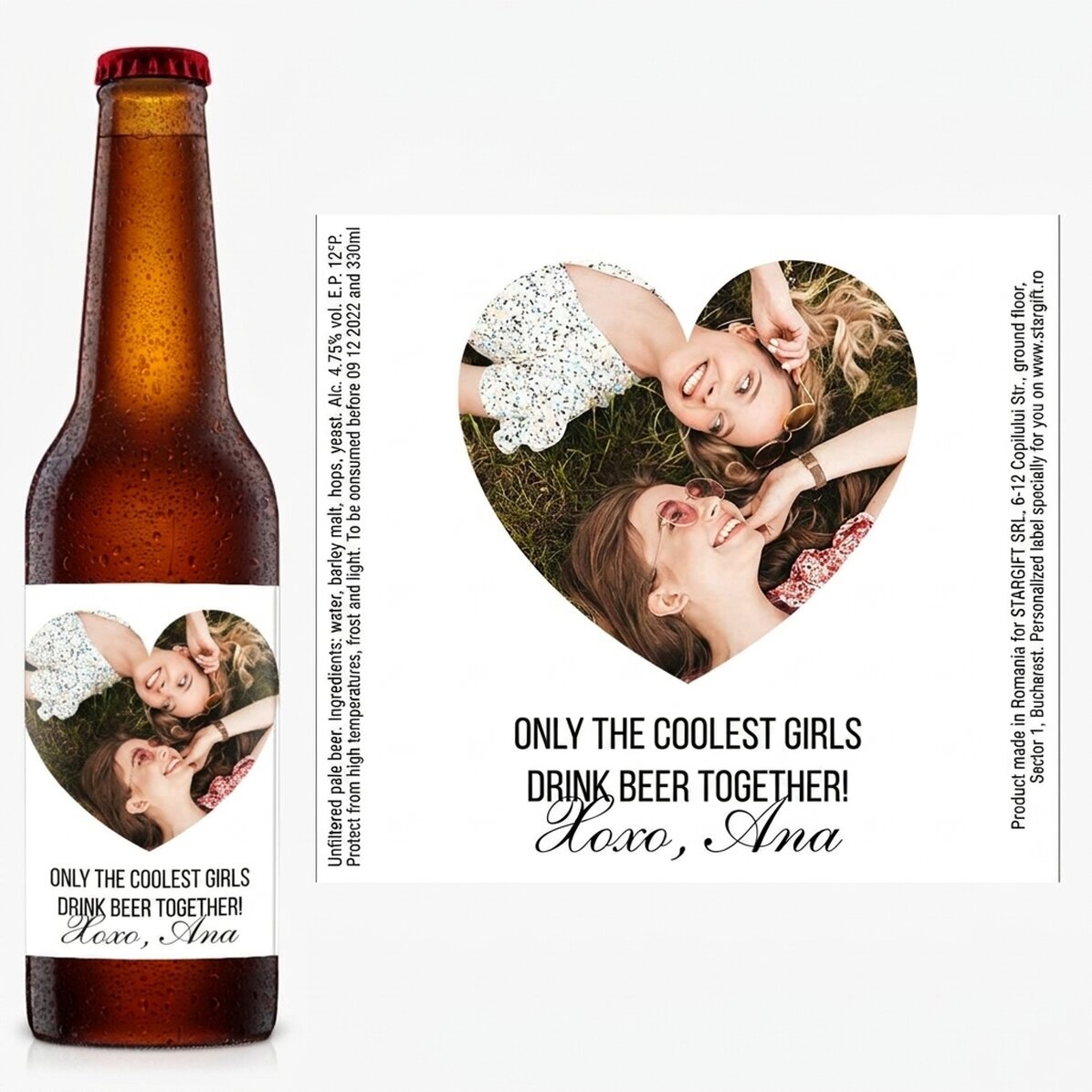 Pivo s vlastní fotografií a textem – Love