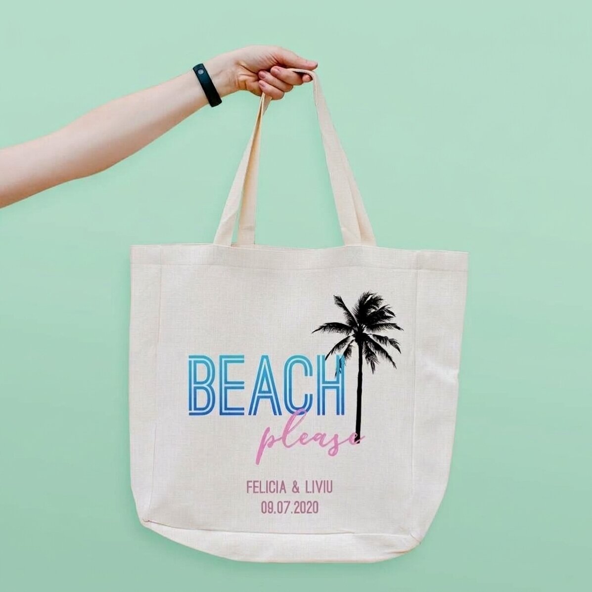 Plážová taška s vlastním nápisem – Beach please