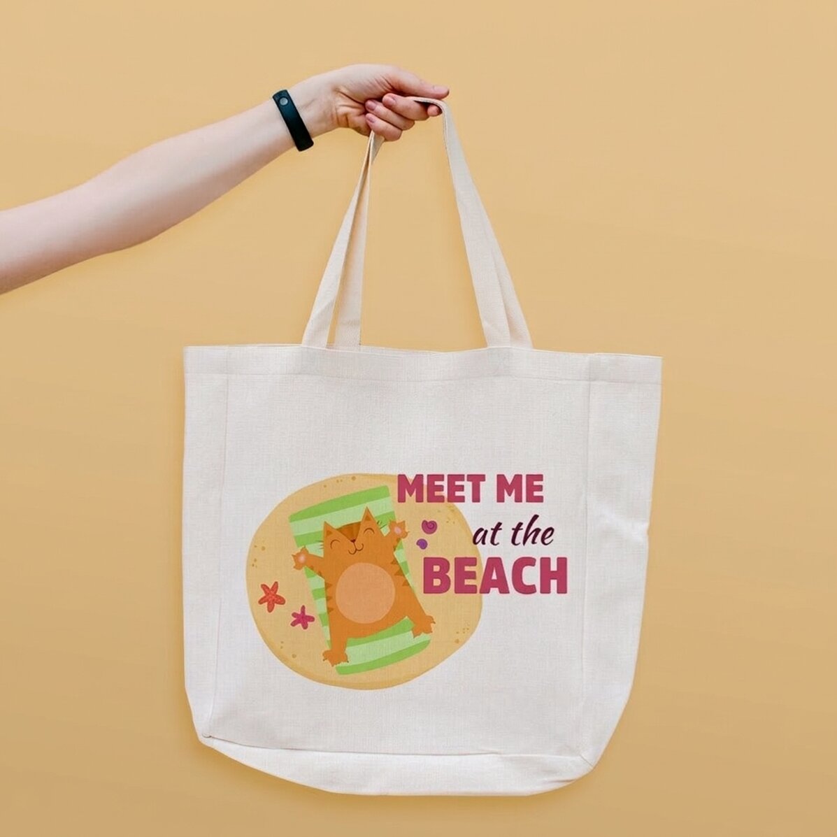 Plážová taška s vlastním nápisem – Meet me at the beach